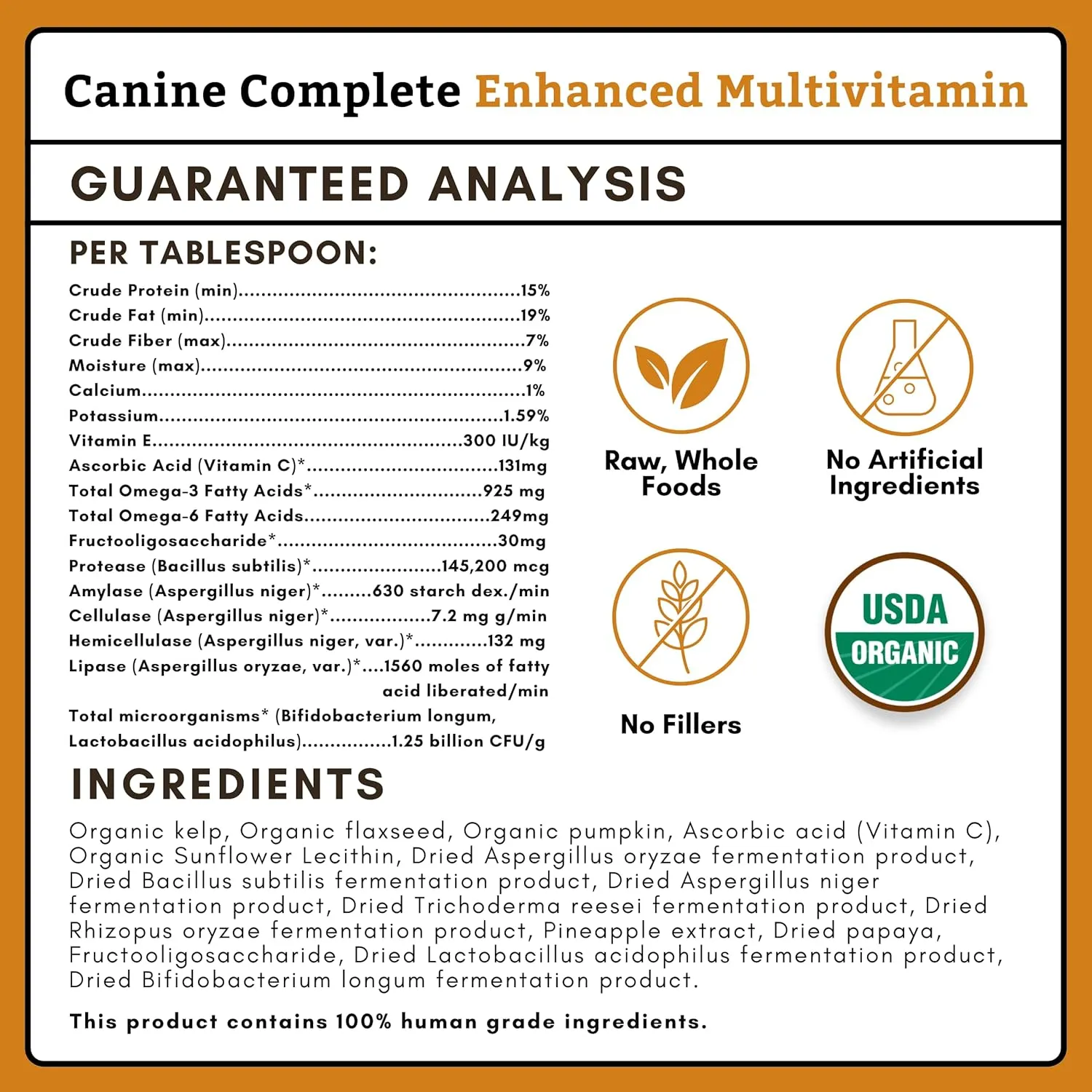 Wholistic Canine Complete with Organic Pumpkin for Dogs - 1 Lb - Dog Vitamins and Supplements with Pumpkin Powder for Digestion, Skin & Coat Health - Multivitamin for Dogs with Probiotics & Fiber