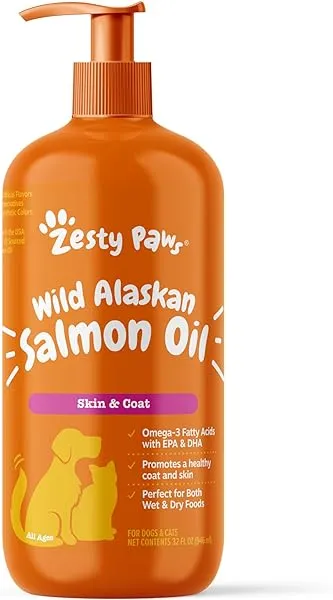Wild Alaskan Salmon Oil for Dogs & Cats - Omega 3 Skin & Coat Support - Liquid Food Supplement for Pets - Natural EPA   DHA Fatty Acids for Joint Function, Immune & Heart Health, 32 Fl Oz in Pakistan